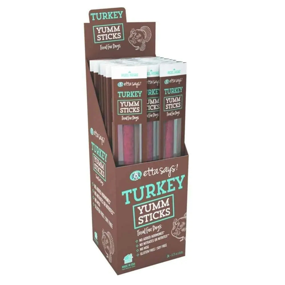 Etta Says! Turkey Yumm Sticks Dog Treat Display Box 24ea/24 ct Etta Says