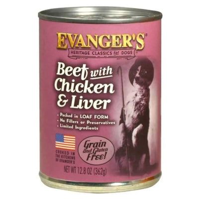 Evanger's Heritage Classic Beef Chicken & Liver Canned Dog Food 12ea/12.8 oz Evanger's