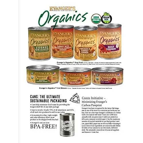 Evanger's Organics Beef Dinner Grain-Free Canned Cat Food Evanger's