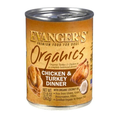 Evanger's Organics Chicken & Turkey Canned Dog Food 12ea/12.8 oz Evanger's