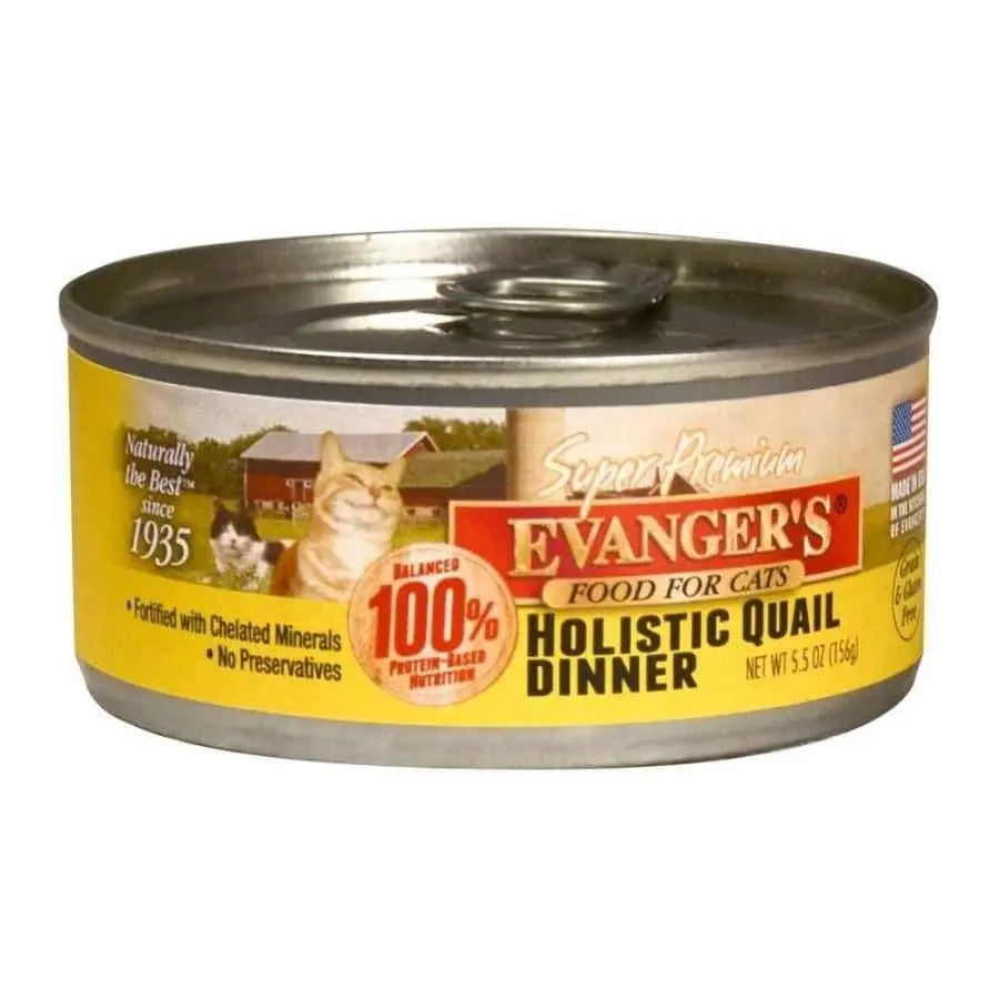 Evanger's Super Premium Holistic Quail Dinner Canned Cat Wet Food 24ea/5.5 oz Evanger's