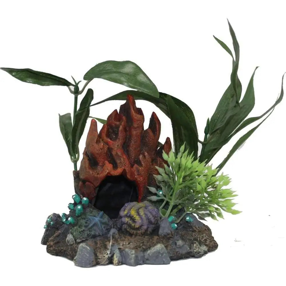 Exotic Environments Fire Coral Cave W-plants Blue Ribbon Pet