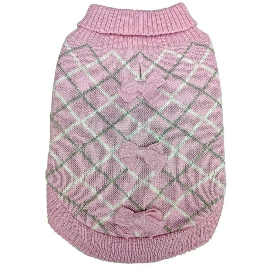 Fashion Pet Pretty In Plaid Dog Sweater Pink 1ea/2X-Small Fashion Pet CPD