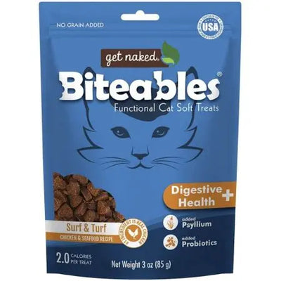 Get Naked Digestive Health Biteables Soft Cat Treats Surf and Turf Flavor  3 oz Get Naked