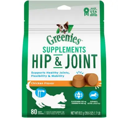 Greenies Hip & Joint Dog Supplements Chicken Flavor Greenies