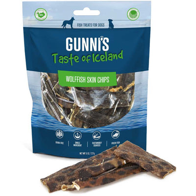 Gunni's Taste of Iceland  Omega Rich Wolffish Skin Chips Dog Treats Gunni's Taste of Iceland