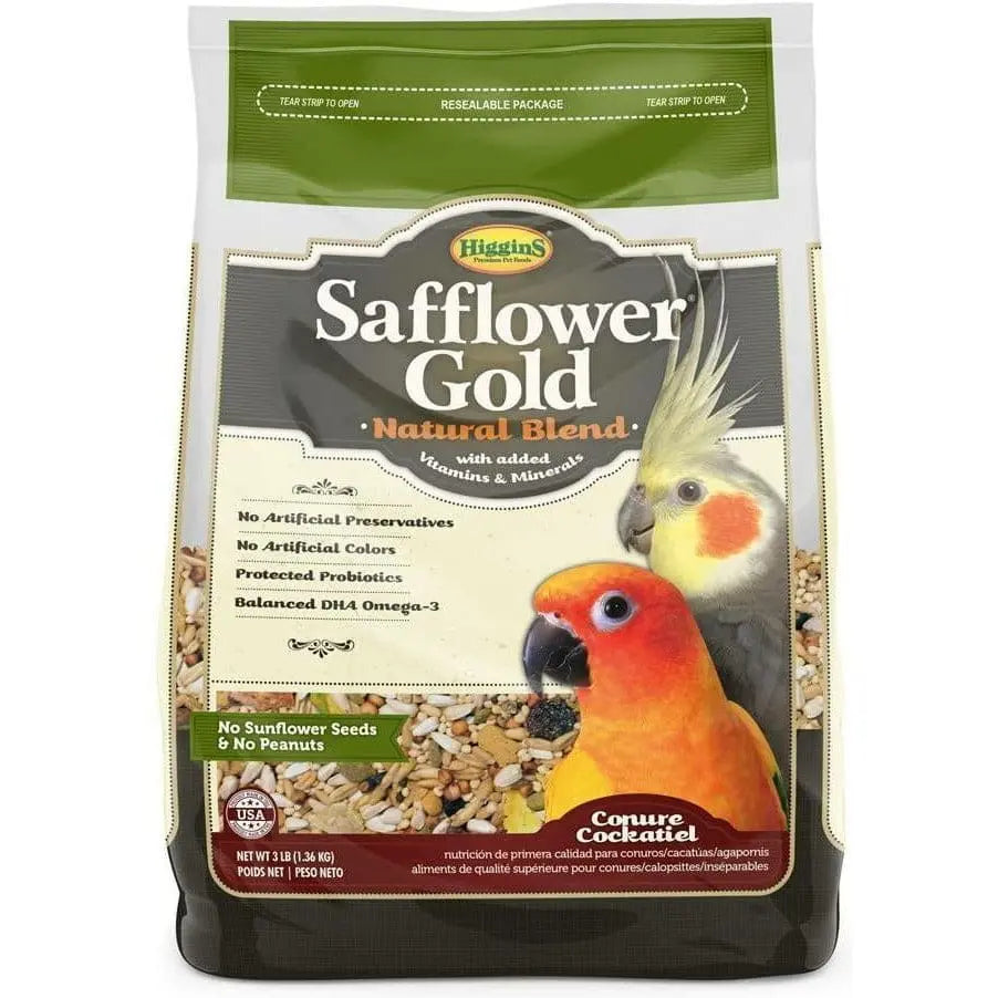 Higgins Safflower Gold Natural Food Mix for Conures & Cockatiels Higgins