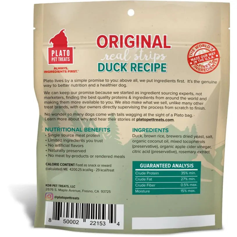 Home Plato Original Real Strips Duck Dog Treats Plato