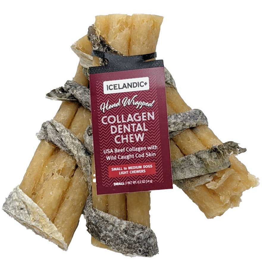 Icelandic Beef Collagen Dental Chew w/ Wrapped Fish Dog Chew Treats Icelandic