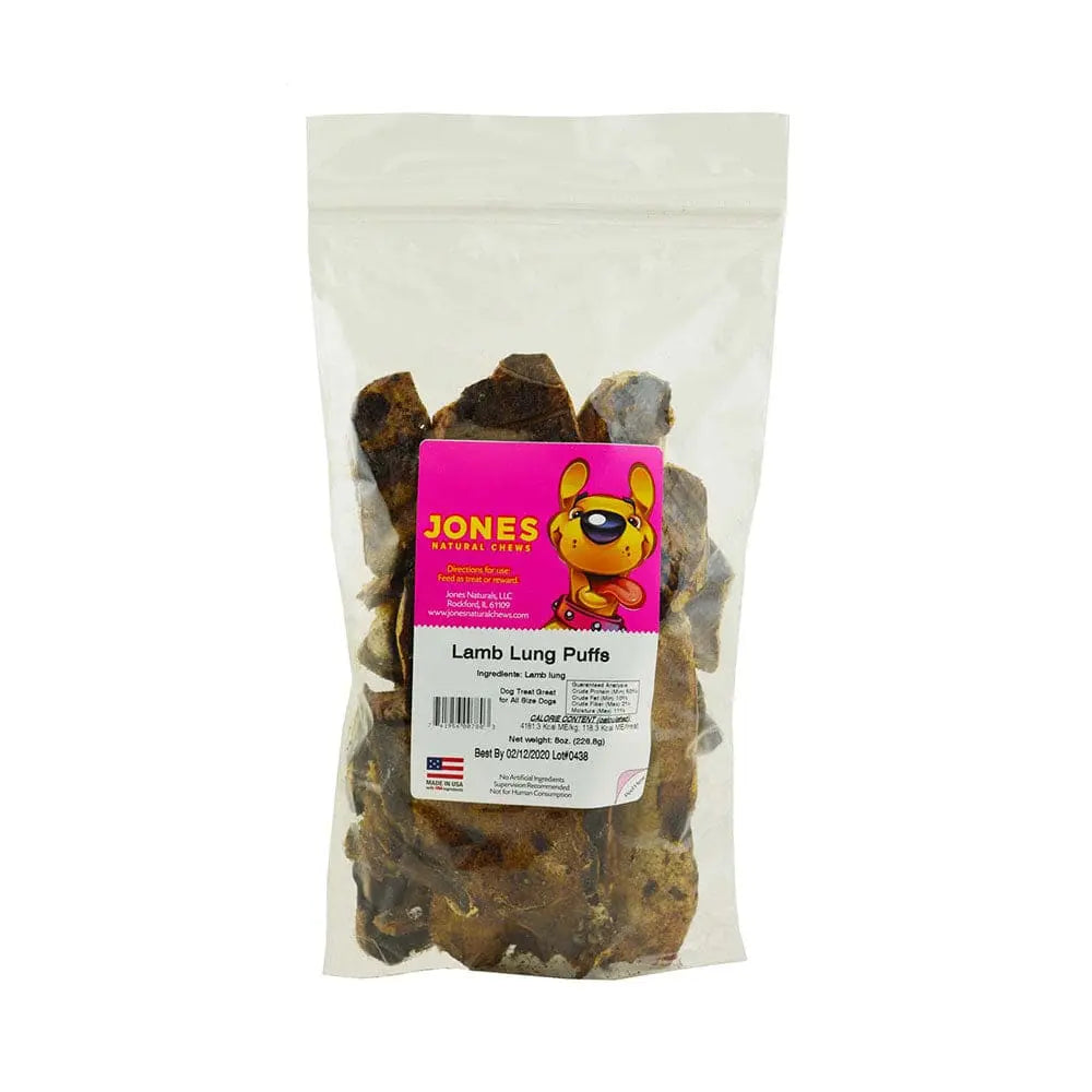 Jones? Natural Chews Lamb Lung Puff Dog Chews 8 Oz Jones? Natural Chews