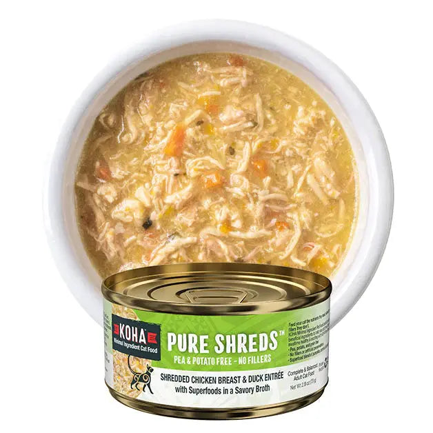 KOHA Pure Shreds Shredded Chicken Breast & Duck Entrée for Cats KOHA