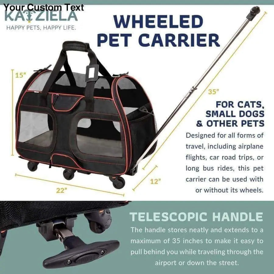 Katziela Airline Approved Wheeled Pet Carrier Orange Felix