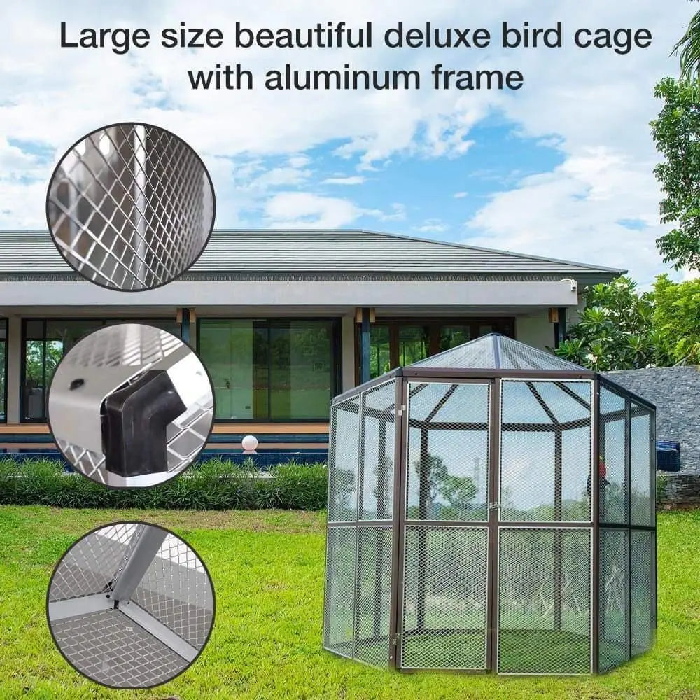 Large Bird Cage Pet Parrot House Cockatiel Finch Iron Wire Walk-in Aviary Hexagon Space Enough Talis Us Bird