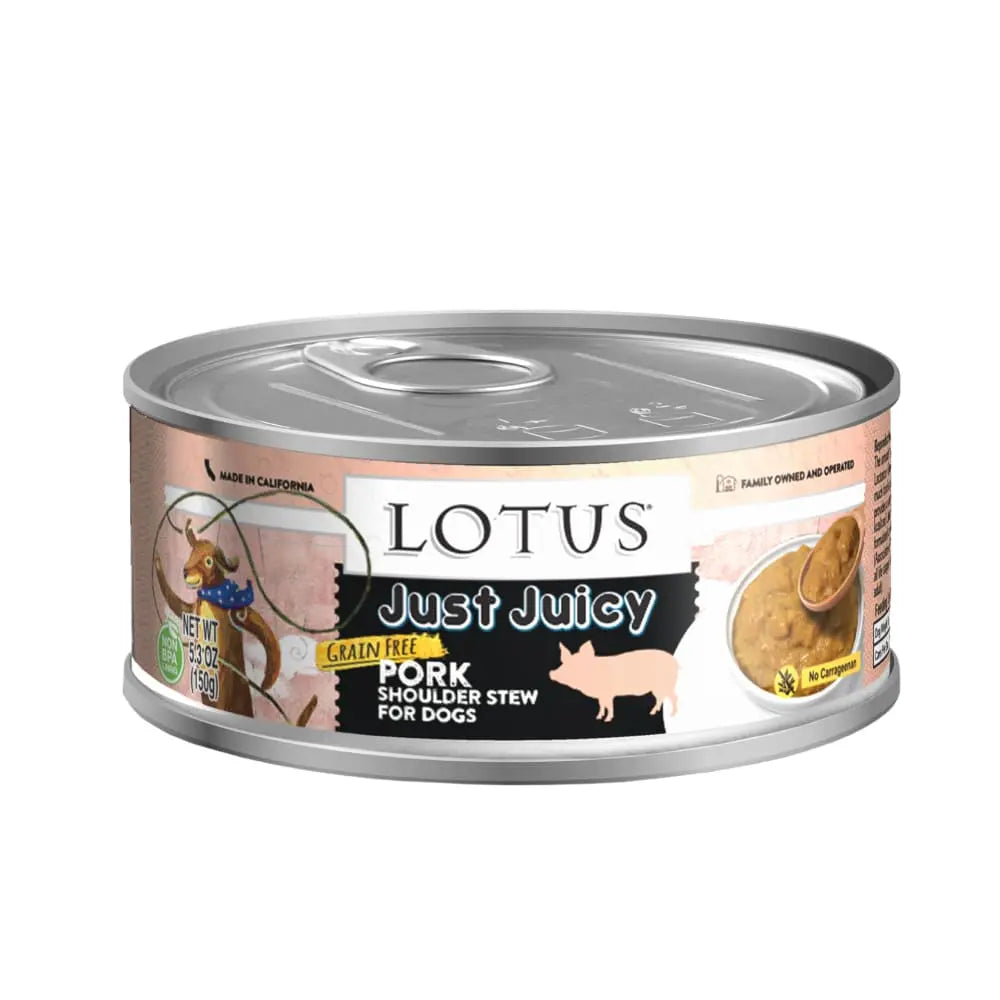 Lotus Just Juicy Pork Shoulder Stew Grain-Free Canned Dog Food Lotus