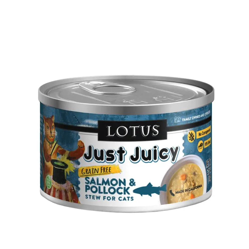 Lotus Just Juicy Salmon & Pollock Stew Grain-Free Canned Cat Food Lotus