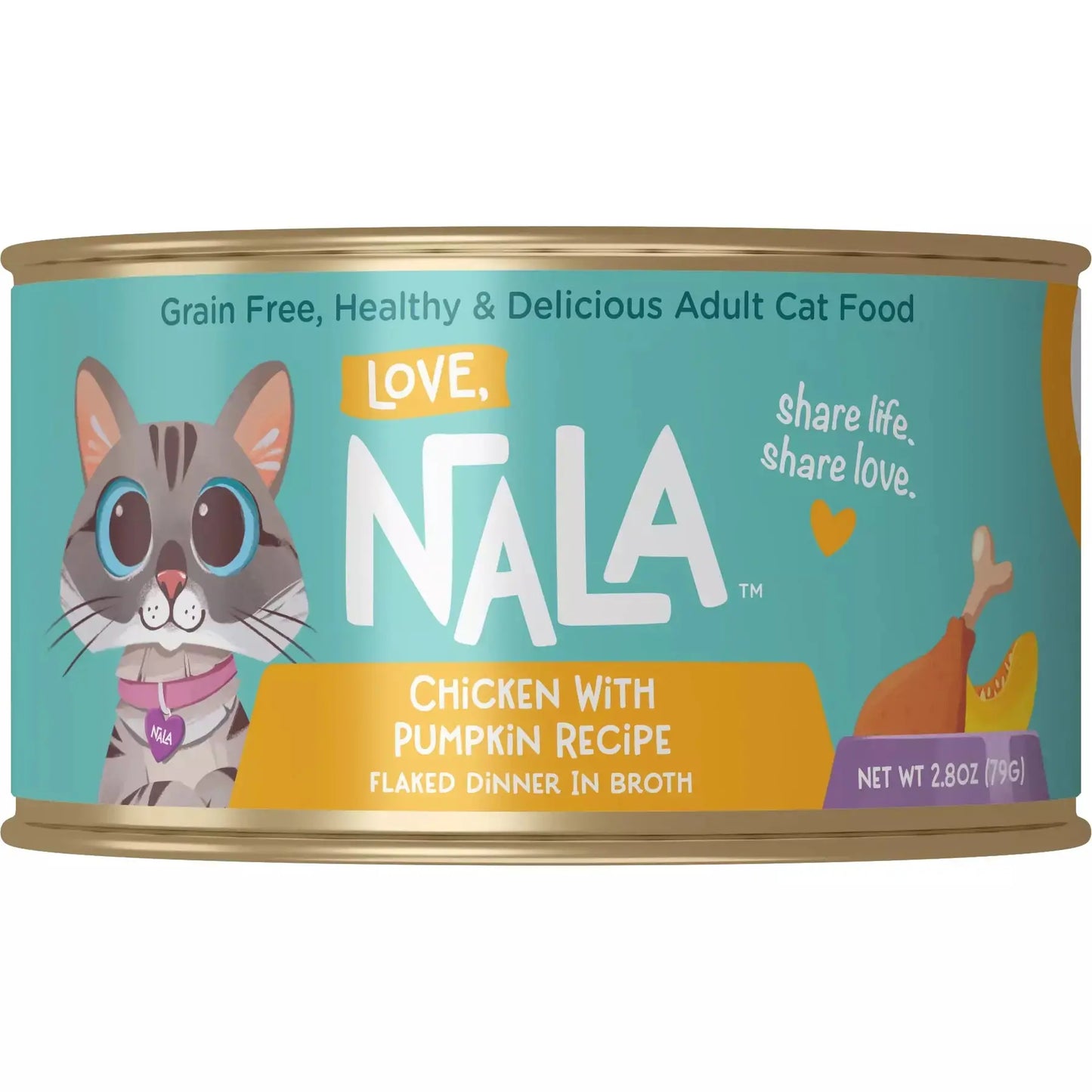 Love, Nala Flaked Chicken with Pumpkin Recipe in Broth Cat Food 2.8oz case of 12 Love Nala