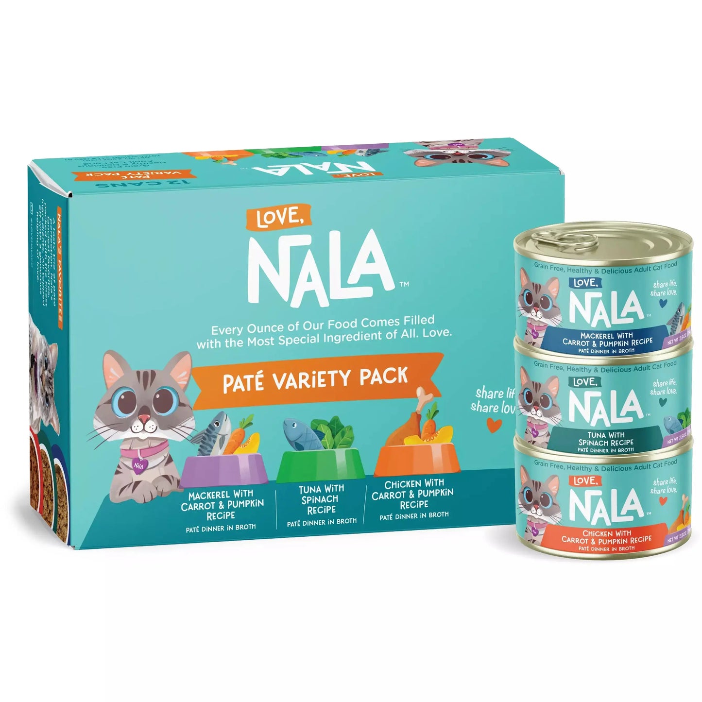 Love, Nala Pate Variety Pack 2.8oz - 12 per Case Love Nala