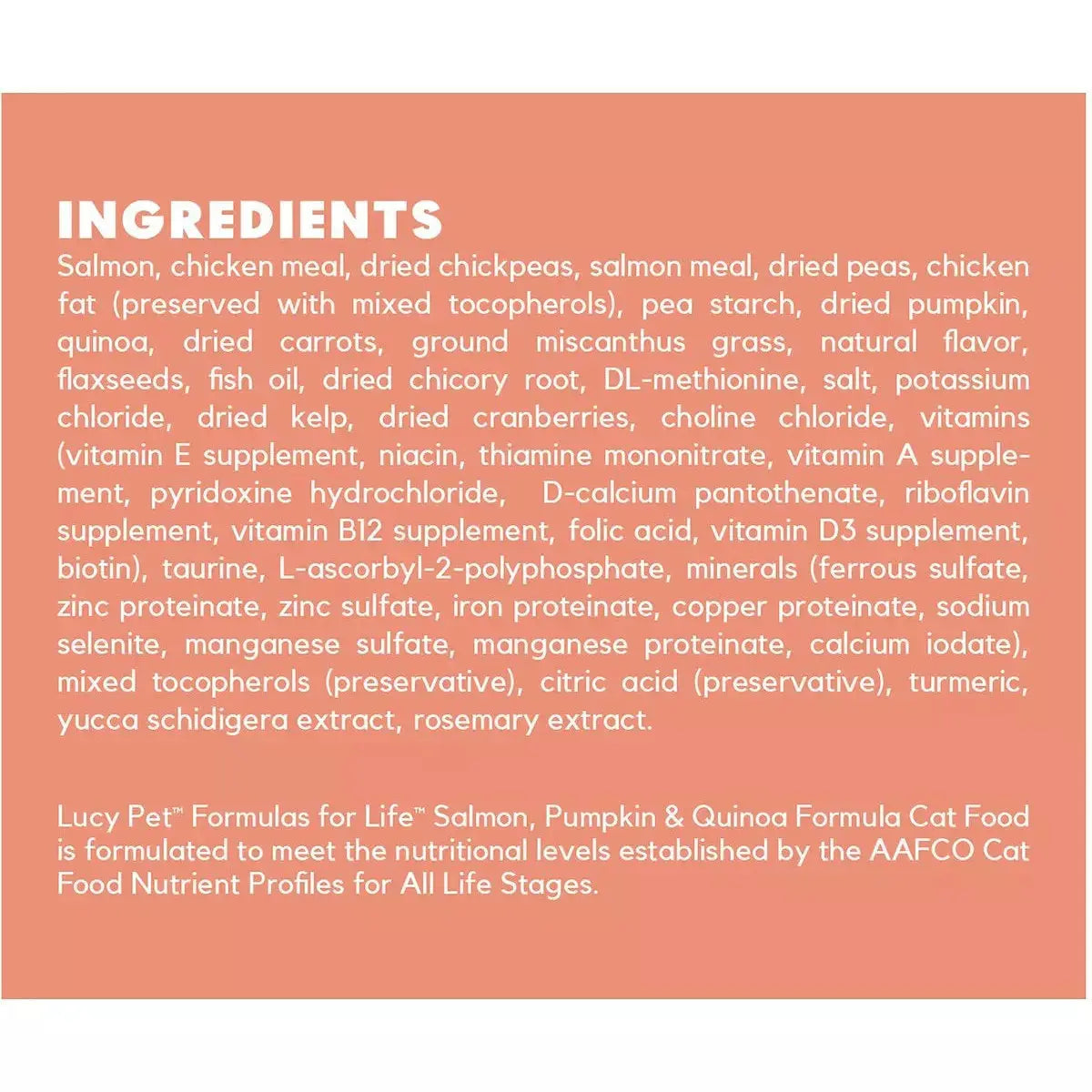 Lucy Pet Products Formulas for Life Dry Cat Food Salmon, Pumpkin & Quinoa Lucy Pet Products