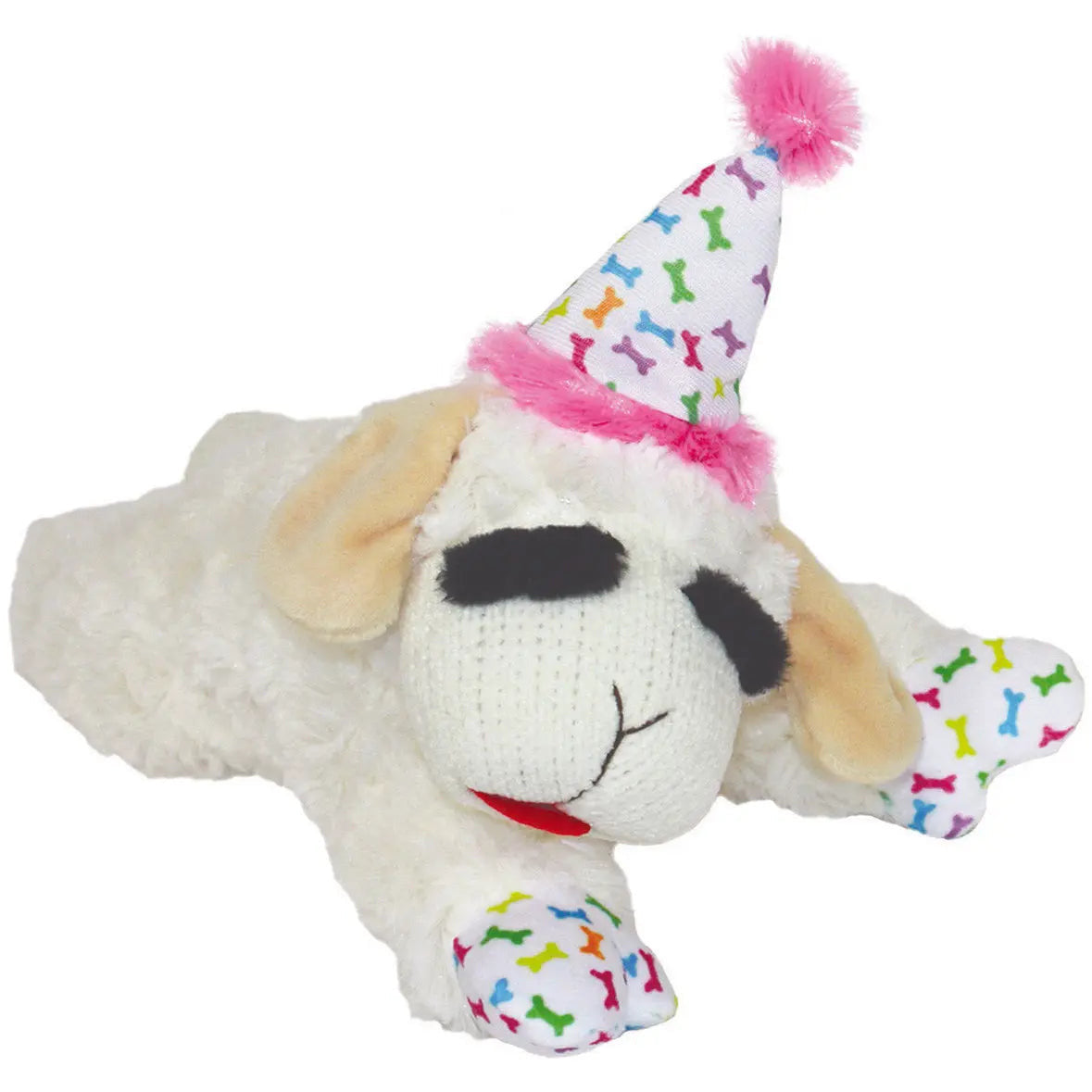 Multipet Lamb Chop w/ Birthday Hat Dog Toys 10.5" Multipet