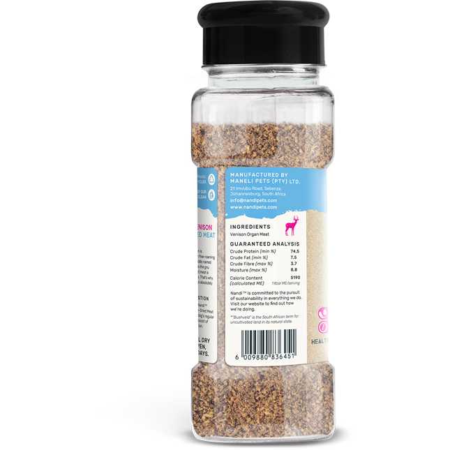 Nandi Karoo Ostrich Meat Sprinkles Freeze-Dried Dog Food Topper 2oz Nandi