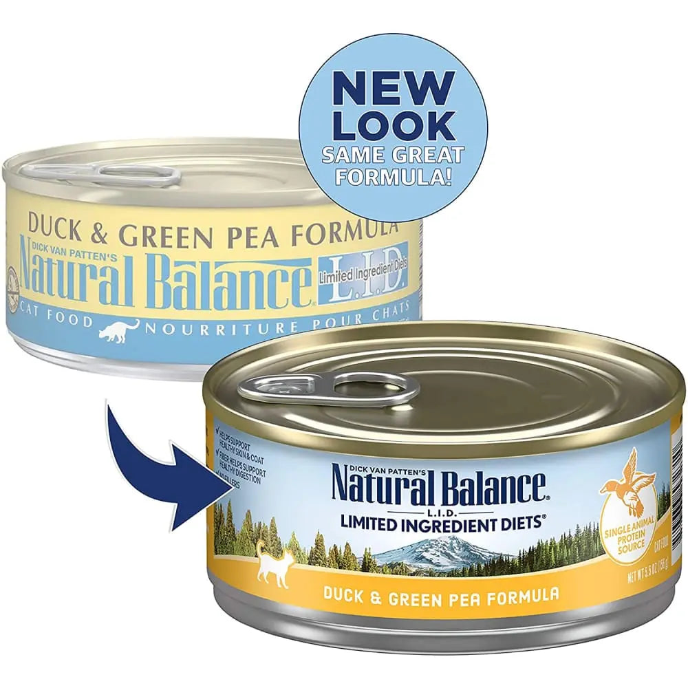 Natural Balance Pet Foods L.I.D. Indoor Wet Cat Food Duck & Green Pea, 24ea/5.5 oz Natural Balance