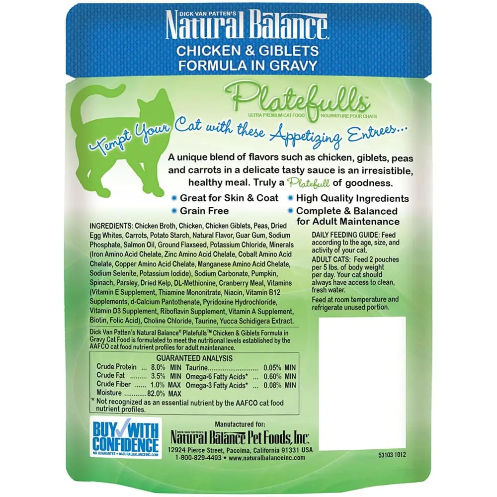 Natural Balance Pet Foods Platefulls Chicken & Giblets Formula in Gravy Cat Wet Food 3 oz, 24 pk Natural Balance CPD