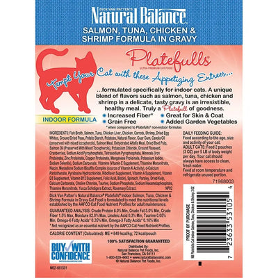 Natural Balance Pet Foods Platefulls Indoor Salmon Tuna Chicken & Shrimp in Gravy Cat Wet Food 3 oz, Natural Balance CPD