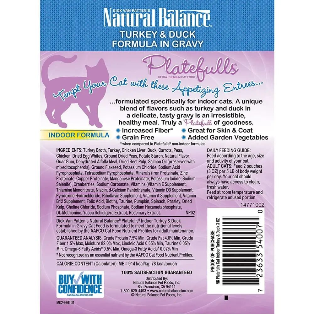 Natural Balance Pet Foods Platefulls Indoor Turkey & Duck Formula in Gravy Cat Wet Food Natural Balance CPD