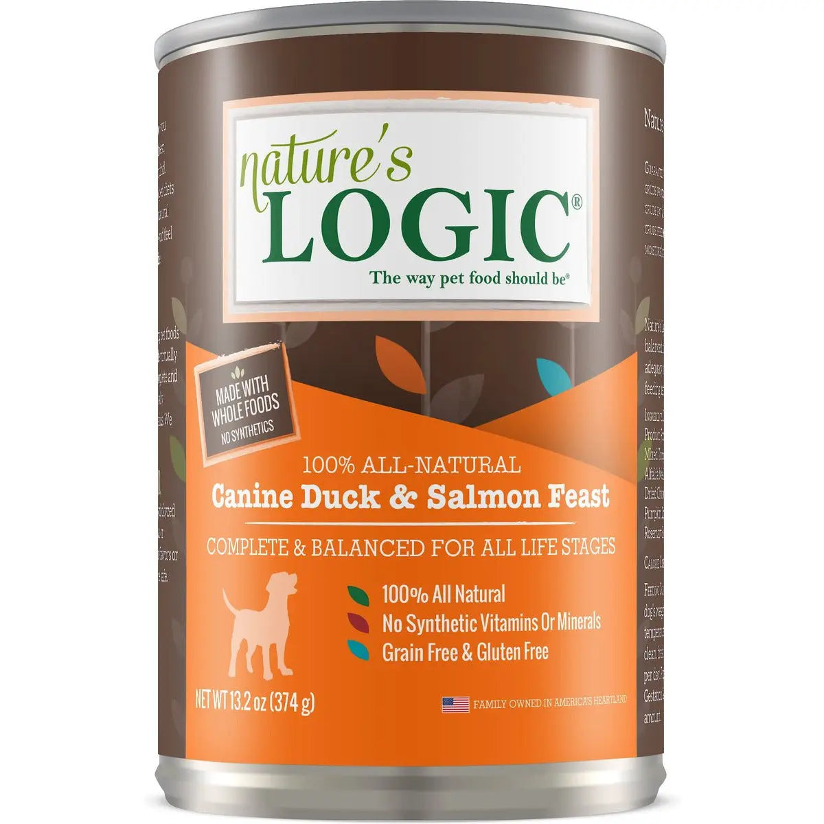 Nature's Logic Canine Duck & Salmon Feast Grain-Free Canned Dog Food 13.2 oz Case of 12 Nature's Logic