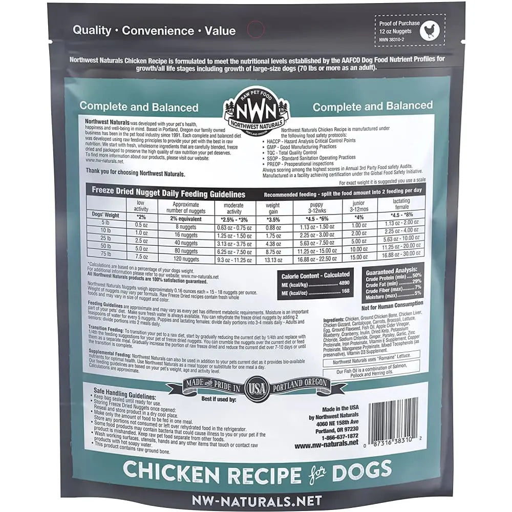 Northwest Naturals Freeze Dried Raw Diet for Dogs Chicken Nuggets Dog Food Northwest Naturals