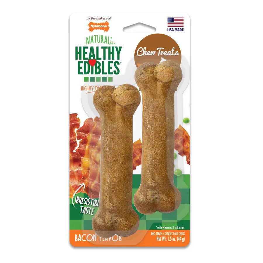 Nylabone Healthy Edibles All-Natural Long Lasting Bacon Flavor Chew Treats Nylabone