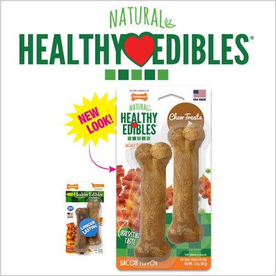 Nylabone Healthy Edibles All-Natural Long Lasting Bacon Flavor Chew Treats Nylabone