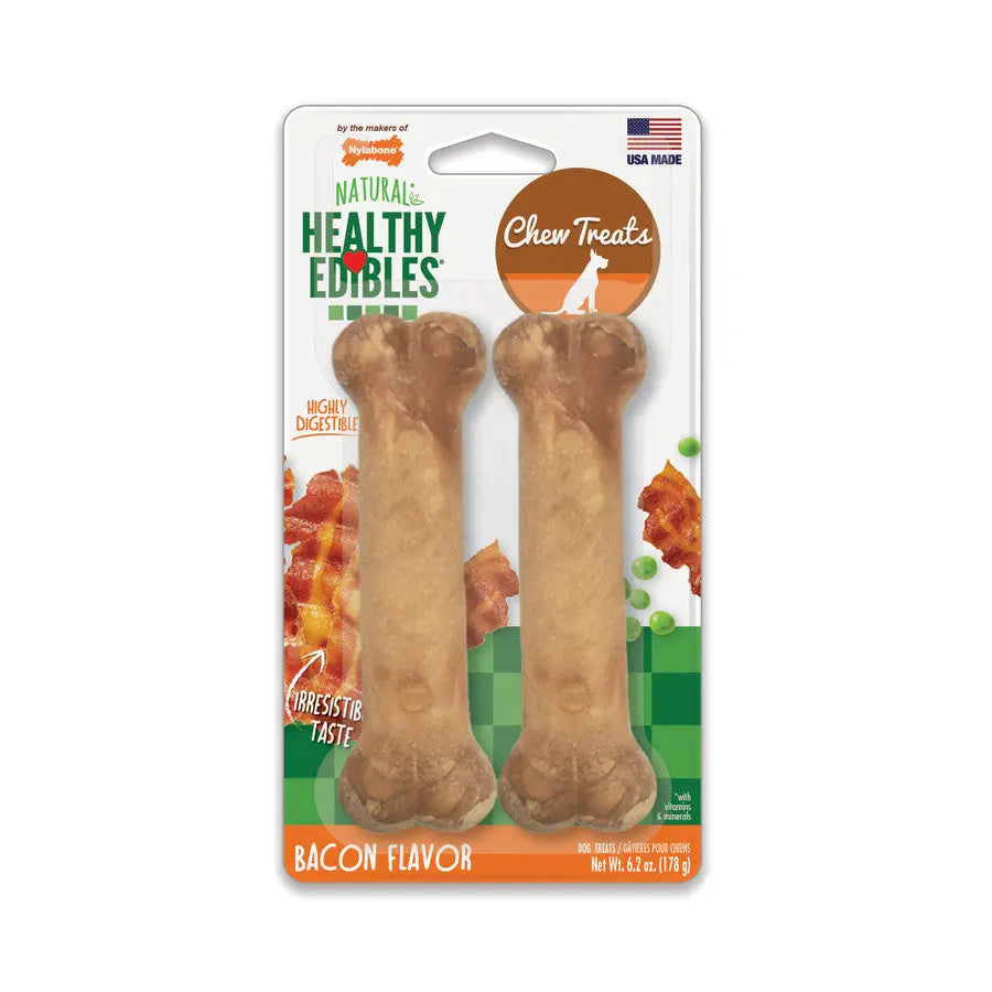 Nylabone Healthy Edibles All-Natural Long Lasting Bacon Flavor Chew Treats Nylabone