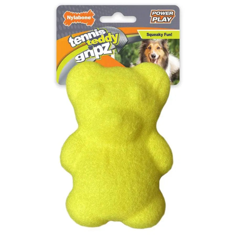 Nylabone Power Play Tennis Teddy Gripz Bear Dog Toy Teddy Nylabone