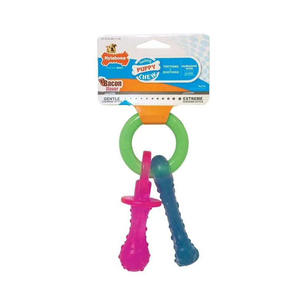 Nylabone® Teething Puppy Chews Bacon Flavor Teething Pacifier Chews Puppy Toys X-Small Nylabone®