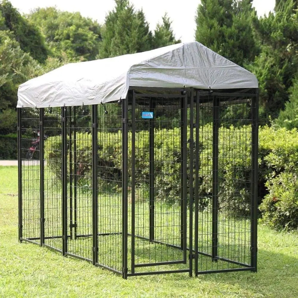 Outdoor Dog Pen Puppy Enclosures Play Pen Kennel with Gate & Roof Talis Us