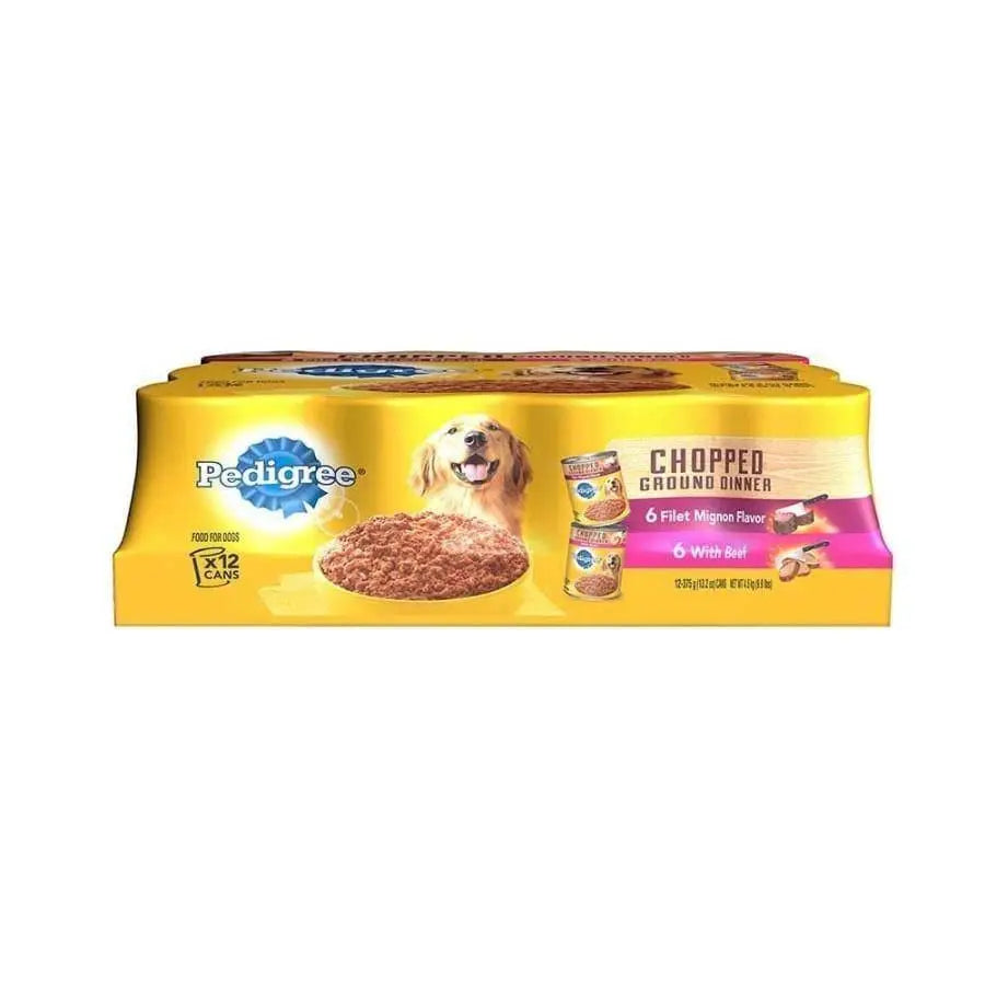 Pedigree Chopped Ground Dinner Multipack Filet Mignon & Beef Dog Food 13.2 oz, 12 pk Pedigree