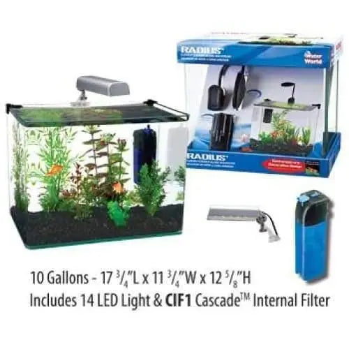 Penn-Plax Radius Aquarium Kit LED Light, Internal Filter Perfect for Shrimp & Fish 10 Gallon Tank Penn-Plax Aqua