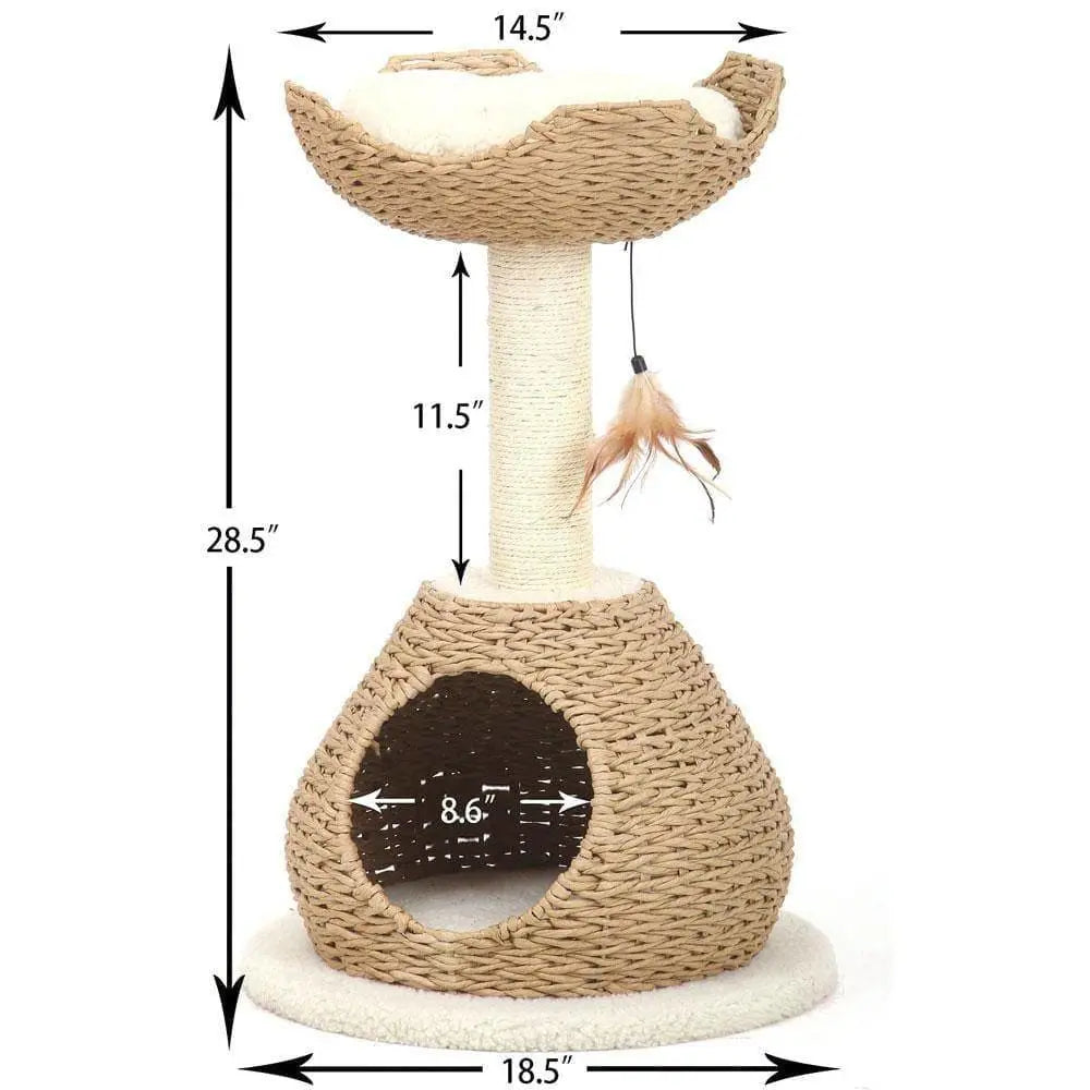 Petpals, Walk Up, 2 Level Cat Tree, with Condo, Perch, Sisal Post, and Feathered Toy PetPals Group