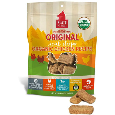 Plato Original Real Strips Organic Chicken Dog Treats Plato