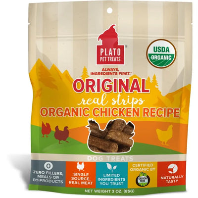 Plato Original Real Strips Organic Chicken Dog Treats Plato