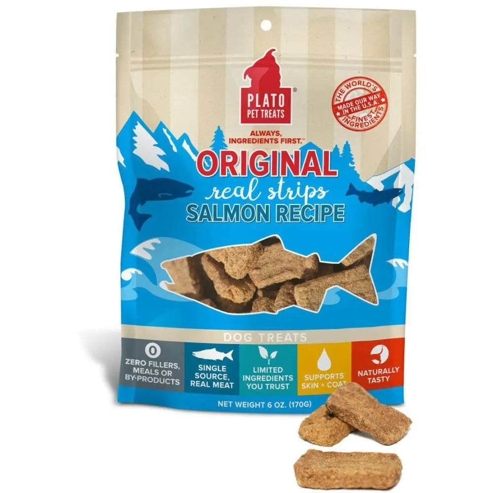 Plato Original Real Strips Salmon Dog Treats Plato