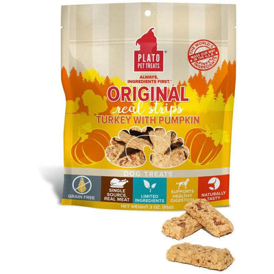 Plato Original Real Strips Turkey & Pumpkin Dog Treats Plato