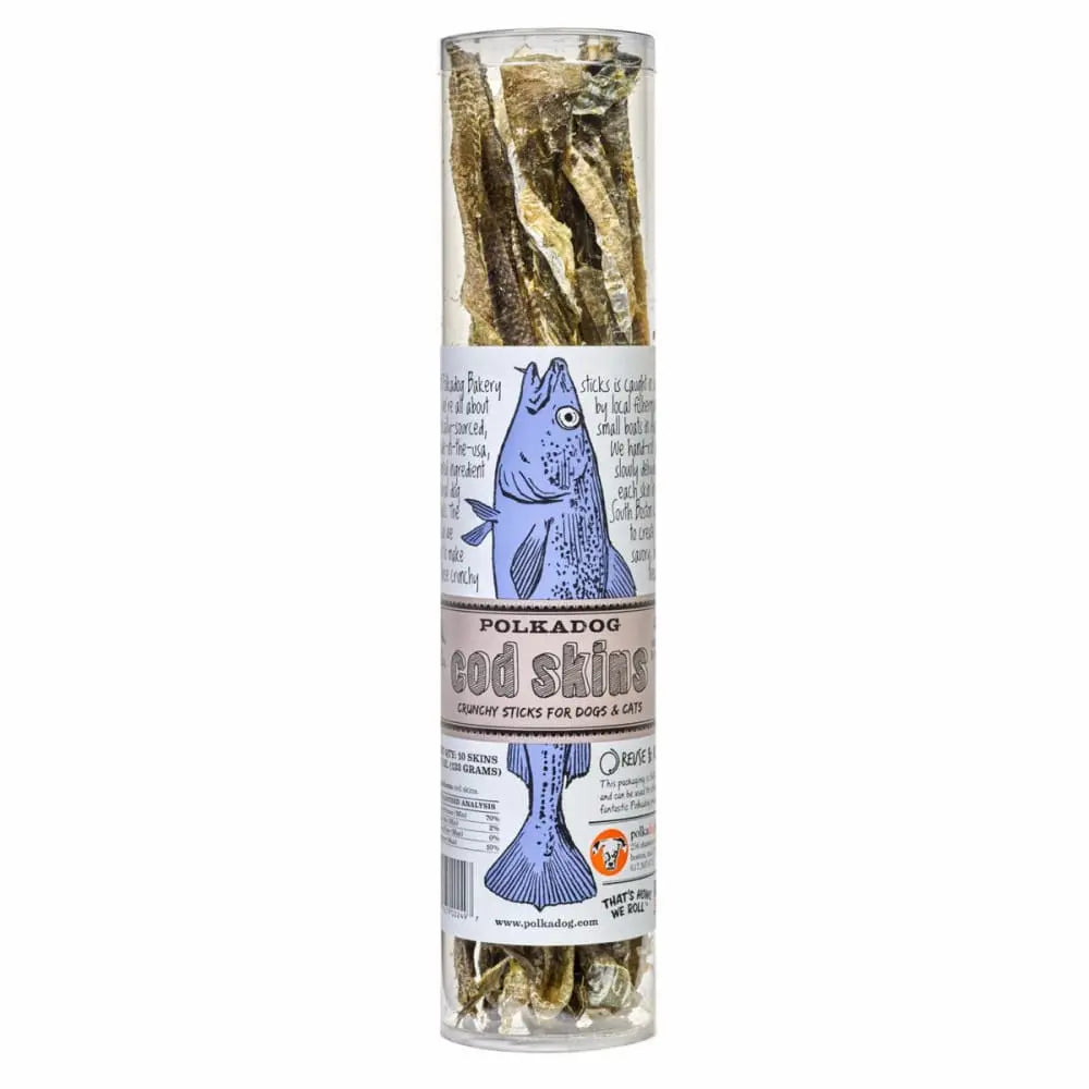 Polka Dog Cod Skin Tall Tube Natural Dog & Cats Treats 4.7oz Polka Dog