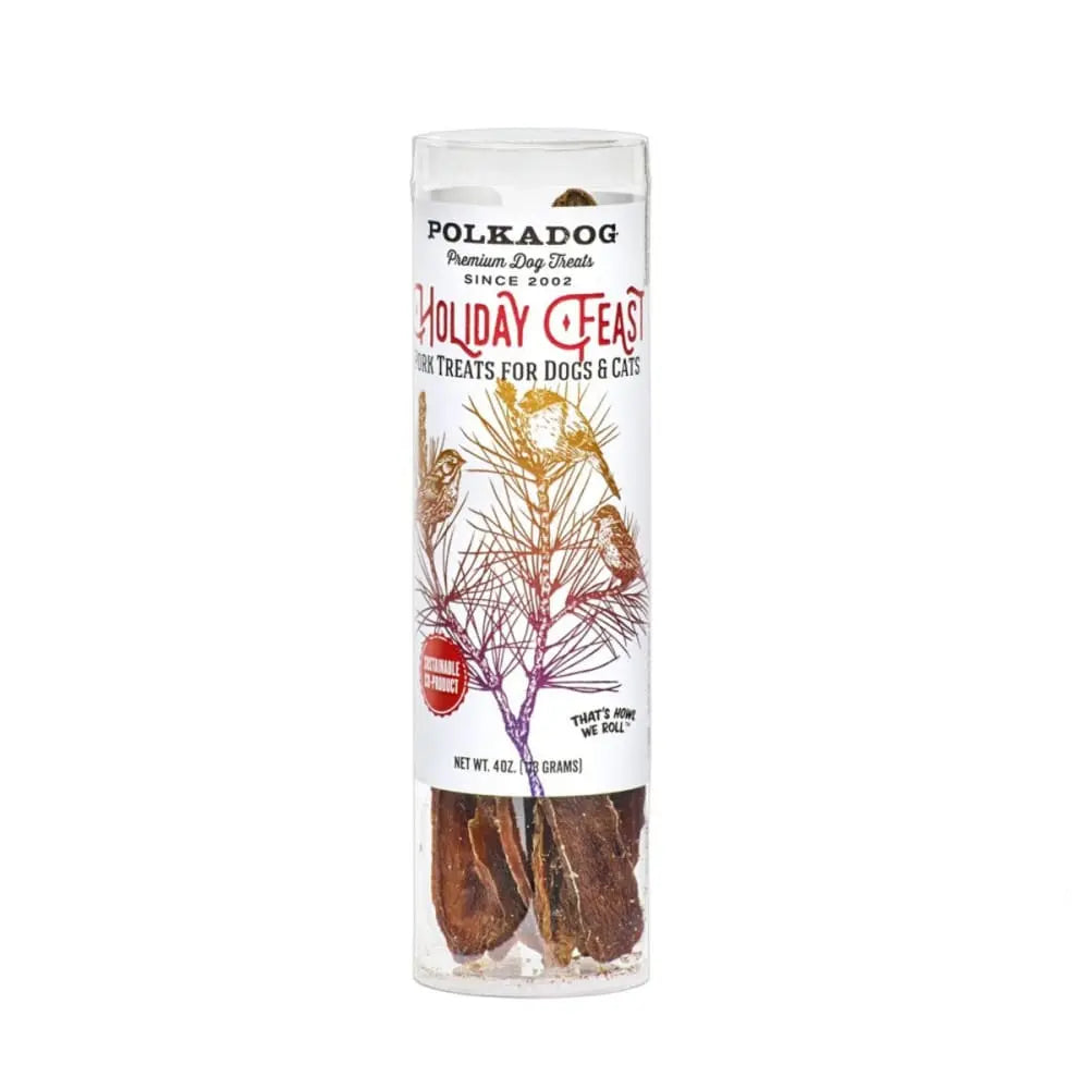 Polka Dog Holdiay Tube Holiday Feast Pork Kidney Dog Cat Treats 4oz Polka Dog