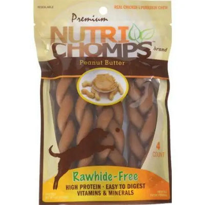 Pork Chomps Premium Nutri Chomps Peanut Butter Flavor Braids Scott Pet