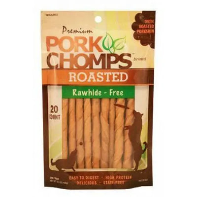 Pork Chomps Roasted Rawhide-Free Porkskin Twists Scott Pet