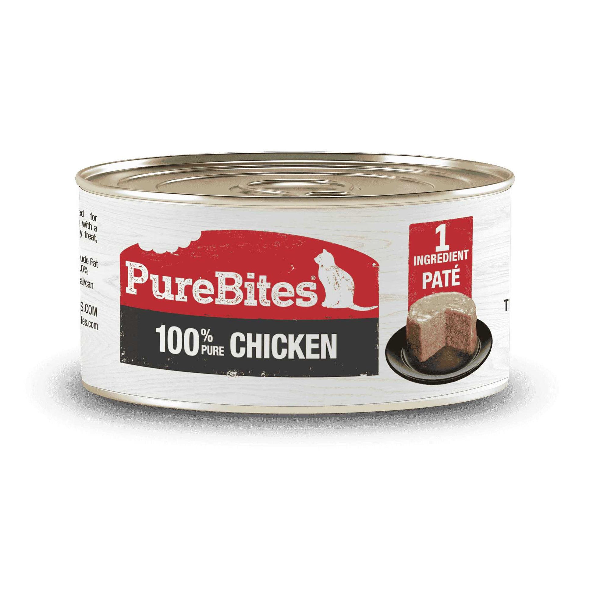 PureBites 100%  Chicken Pure Protein Pate Cat Food 12 / 2.5 oz Pure Treats