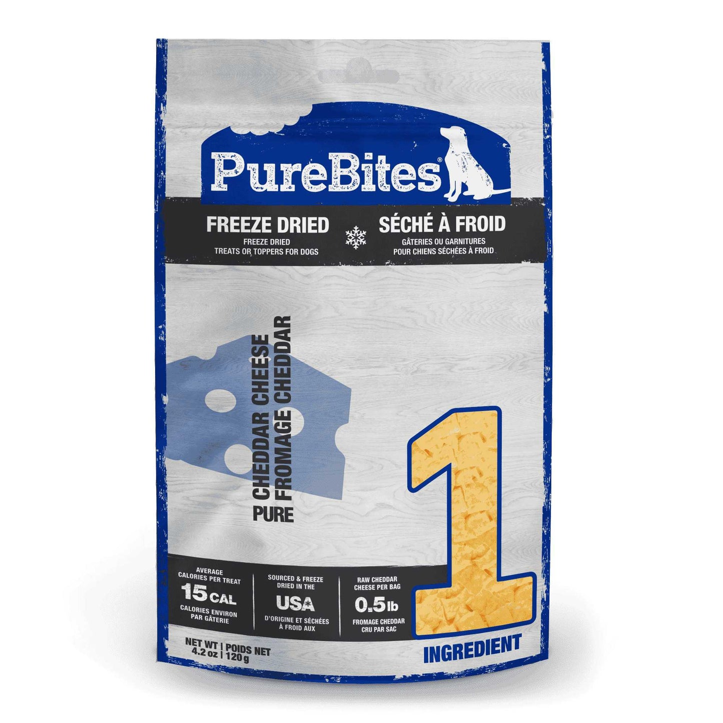 PureBites Cheddar Cheese Freeze Dried Dog Treats 4.2 oz Pure Treats