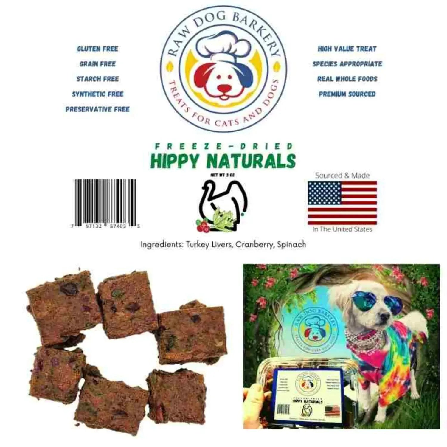 Raw Dog Barkery Hippy Naturals Dog Treats 1LB BULK Raw Dog Barkery